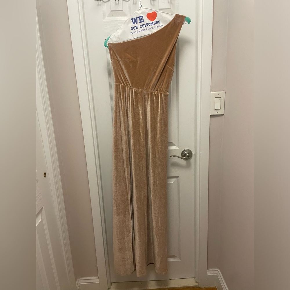 Baltic Born Tatiana Velvet One Shoulder Maxi Dress, Champagne, Small